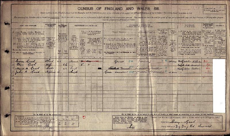 Gash (John Rippington) 1911 Census